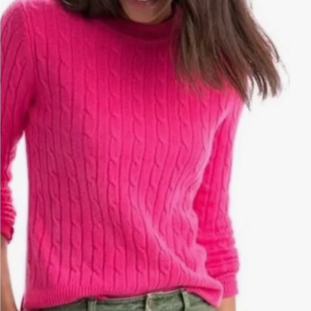 Vineyard Vines  Malibu Pink Cashmere Crew Neck Cable Knit Sweater